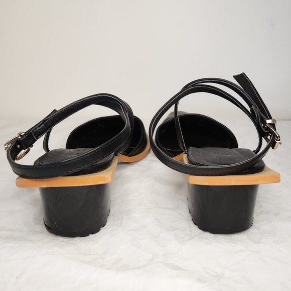 Black Leather Slingback Mules - Picture 6 of 16